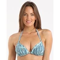 laos plaited halter push up top blue print