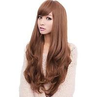 Lady Woman Daily Body Wave Lovely Long Side Bang Synthetic Wavy Wigs Heat Resistant