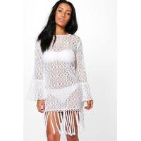 lace beach cover up kaftan white