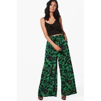 Large Floral Wide Leg Trousers - jade