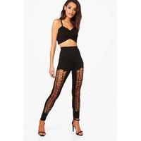 Lace Up Front Leggings - black