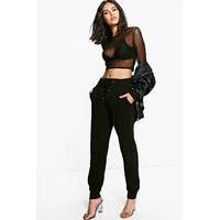 lace up front sweat joggers black