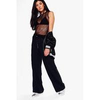 Lace Up Wide Leg Loopback Sweat Joggers - black