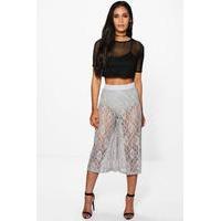 Lace Wide Leg Culottes - grey