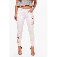 Laurie Embroidered Skinny Jean - white