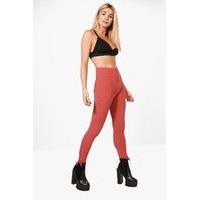 Lace Up Side Ribbed Leggings - peach