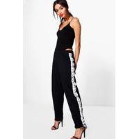 lace up side loopback jogger black