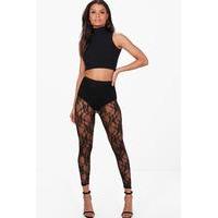 lace full length leggings black