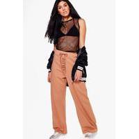 Lace Up Wide Leg Loopback Sweat Joggers - sand