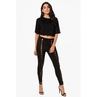 Lace Up Trousers & Boxy Crop Co-Ord Set - black