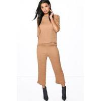 laila crinkle tapered trouser camel