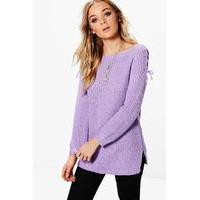 lace up shoulder jumper lilac