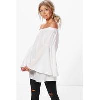 Lauren Woven Extreme Flute Sleeve Top - ivory