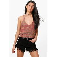 Lace Up Crop Knit - pink