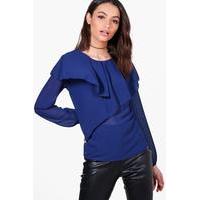 Layered Frill Top - navy