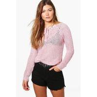 Lace Up Jumper - blush