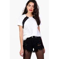 lace up detail t shirt white