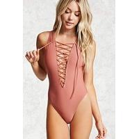 Lace-Up One-Piece Swimsuit