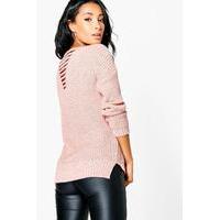 Ladder Back Fisherman Jumper - blush