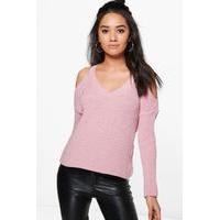 Laurie Cut Out Shoulder Jumper - rose