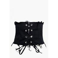 lace up denim corset belt black