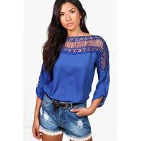 Lace Panel Top - blue