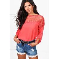 Lace Panel Top - coral