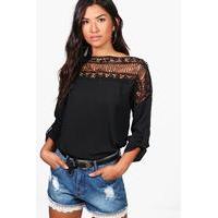 Lace Panel Top - black