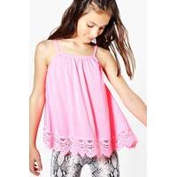 lace hem swing vest pink