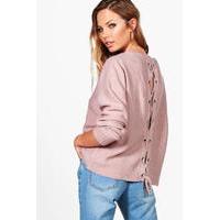 Lace Up Back Jumper - blush