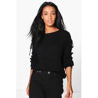 Lace Up Shoulder Jumper - black