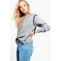 lace up jumper grey