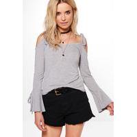 Lace Up Detail Top - grey marl