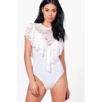 Lace Ruffle Top Bodysuit - ivory