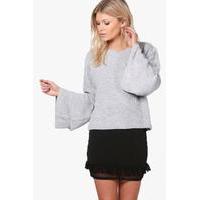 lauren ruffle sleeve and hem jumper grey