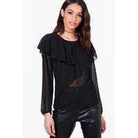 layered frill top black