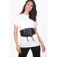 Lace Corset Belt Tee - white