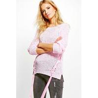 Lace Up Jumper - blush