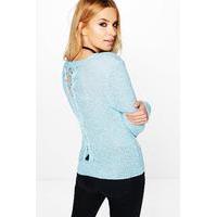 Lace Up Back Jumper - blue