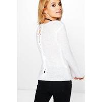 lace up back jumper cream