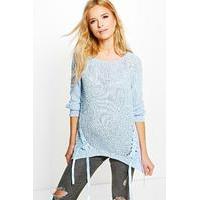 Lace Up Jumper - blue