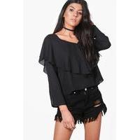 Layered Chiffon Blouse - black