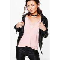 Lace Insert Cami - pink
