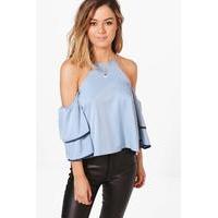 Laurie Ruffle Sleeve Cami Top - bluebell