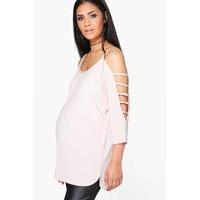 layla strappy sleeve top blush