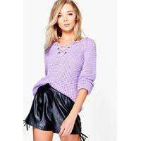 Lace Up Jumper - lilac