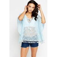 Lace Tie Up Neck Poncho