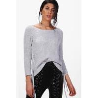 Lace Up Jumper - grey