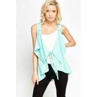 Lace Back Waterfall Sleeveless Cardigan