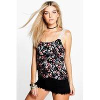 Lace Strap Printed Top - white